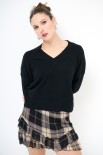 MAGLIA CROP SCOLLO V NERO
