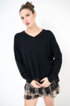 MAGLIA OVER SCOLLO V NERO