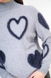 MAGLIA COLLO CRATERE CUORI PELLICCIA GRIGIO