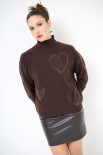 MAGLIA COLLO CRATERE CUORI PELLICCIA MORO
