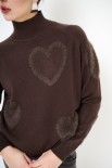 MAGLIA COLLO CRATERE CUORI PELLICCIA MORO