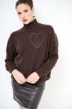 MAGLIA COLLO CRATERE CUORI PELLICCIA MORO