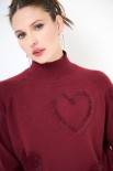 MAGLIA COLLO CRATERE CUORI PELLICCIA VINO