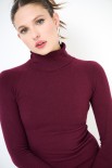 MAGLIA COLLO ALTO TAGLIO RAGLAN BORDEAUX