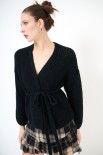 CARDIGAN INCROCIO KIMONO FILO LUREX NERO