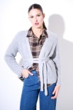 CARDIGAN INCROCIO KIMONO FILO LUREX GRIGIO MEDIO