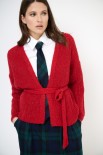 CARDIGAN INCROCIO KIMONO FILO LUREX ROSSO