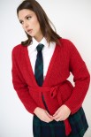 CARDIGAN INCROCIO KIMONO FILO LUREX ROSSO