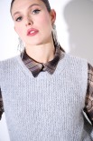 GILET PARICOLLO FILO LUREX GRIGIO MEDIO