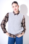 GILET PARICOLLO FILO LUREX GRIGIO MEDIO