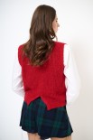 GILET PARICOLLO FILO LUREX ROSSO