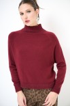 MAGLIA MEZZO COLLO BORDO PELOSO VINO