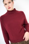 MAGLIA MEZZO COLLO BORDO PELOSO VINO
