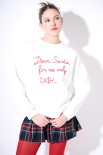 FELPA BASIC RICAMO "DEAR SANTA" PANNA