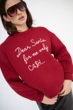 FELPA BASIC RICAMO "DEAR SANTA" ROSSO