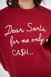 FELPA BASIC RICAMO "DEAR SANTA" ROSSO