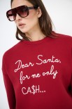 FELPA BASIC RICAMO "DEAR SANTA" ROSSO