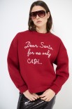 FELPA BASIC RICAMO "DEAR SANTA" ROSSO