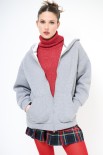 FELPA CAPPUCCIO ZIP GRIGIO