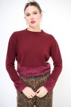 MAGLIA GIROCOLLO CON MANICA LUNGA FONDO PELLICCIA VINO